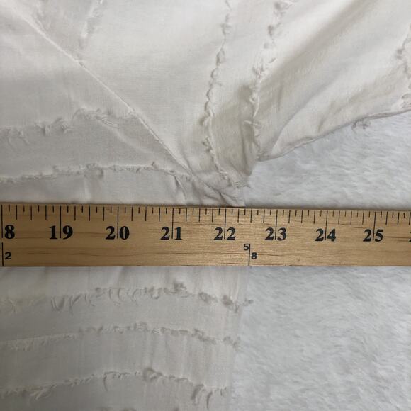 VTG EZZEWEAR Tunic Top Women's Sz M White Cotton‎ Raw Edge Button Blouse Raglan - Picture 9 of 9